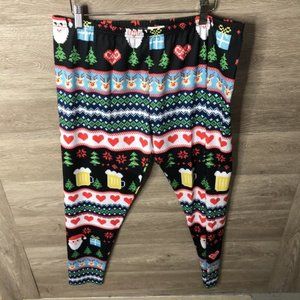 CowCow Womens 3XL Christmas Tree Retro Leggings
